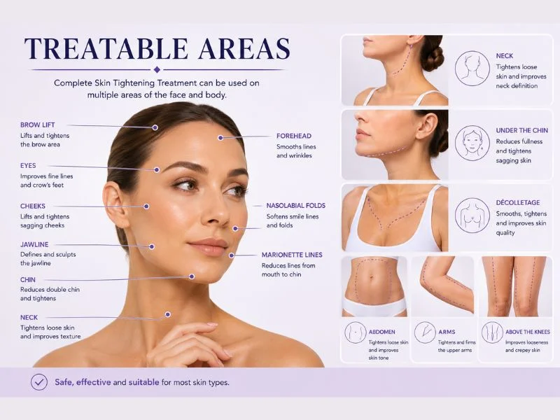 Areas of the body you can have complete skin tightening treatment Ryton on Dunsmore